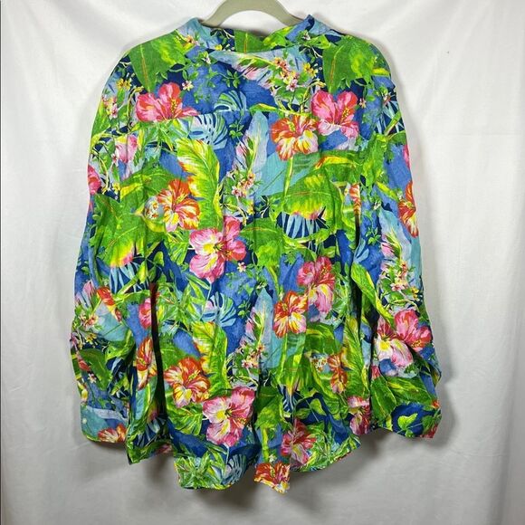 Ralph Lauren Tropical Floral Button Down Shirt 3X 100% Linen - Picture 6 of 6